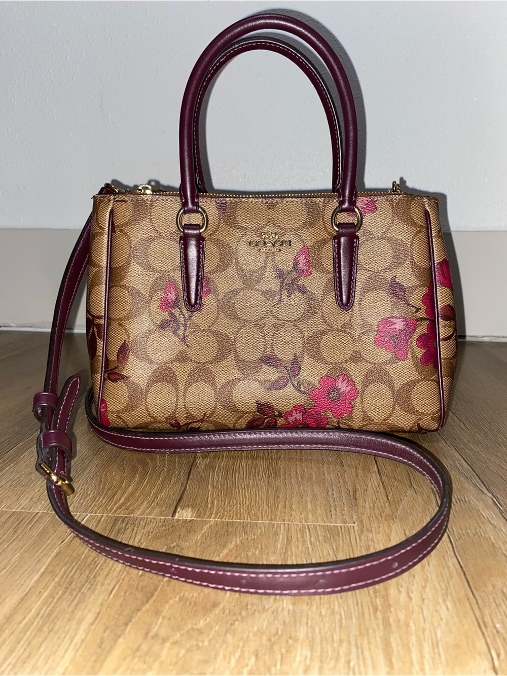 Coach Mini Surrey Carryall Satchel Crossbody Bag - Floral Signature Canvas